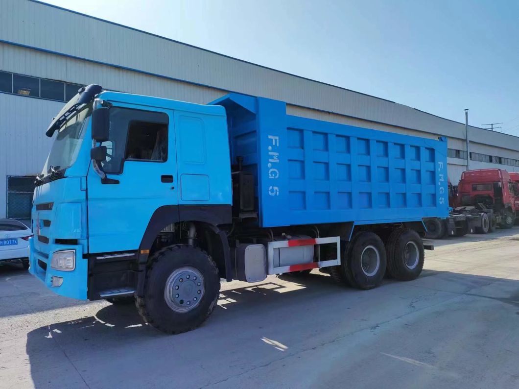 375HP Secondhand Truck 10tires Peacock Blue Sinotruck HOWO 6*4 Dump Truck