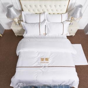 Quality Custom Embroidery Logo Hotel Cover Sheet Set Four Pcs 100% Cotton King Size Bed Sheet wholesale