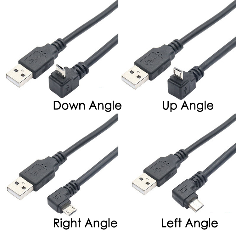 90 Degree Up Angle to Up Angle Data Charging Micro USB Cable