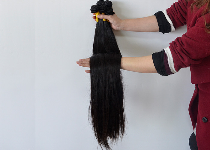 100% Virgin Human Hair Extensions In Natural Color 1b# No Synthetic