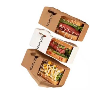 Quality Customized Biodegradable Kraft Paper Boxes for Hot Dog, Burger &amp; Egg Sandwich wholesale