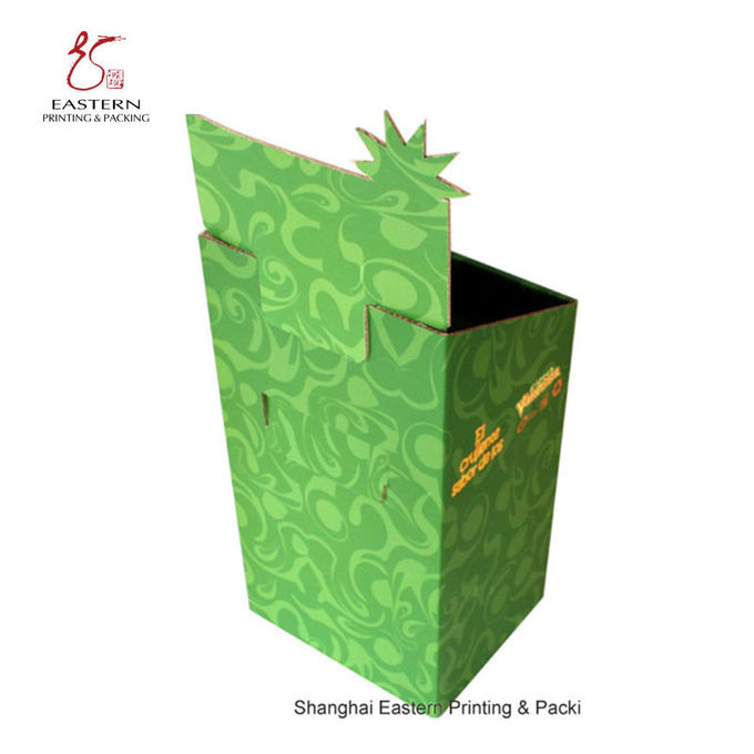 Green Color 150mm Width Corrugated Display Stand For Products