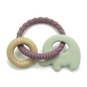 Quality Food Grade Elephant Silicone Beech Wooden Teething Toys For Young Babies wholesale