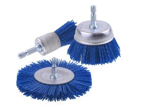 Quality Blue Color Abrasive Nylon Wheel Brush Silicon Carbide Filament Drill Brush wholesale