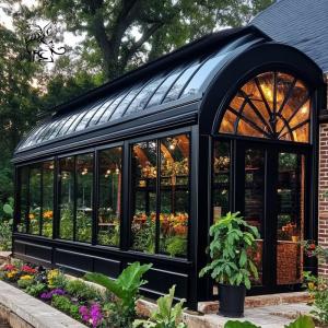 Quality Glass Sunroom Entrance Door Wrought Iron Waterproof Greenhouse Metal Villa House Decoration wholesale