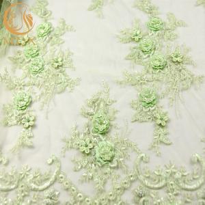 Quality Creative Handmade Lace Fabric Beaded 3D Embroidery Bridal Lace Appliques wholesale