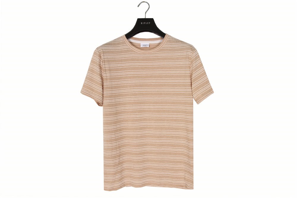 Stockpapa Pink Khaki Mens Striped Tee S M L XL