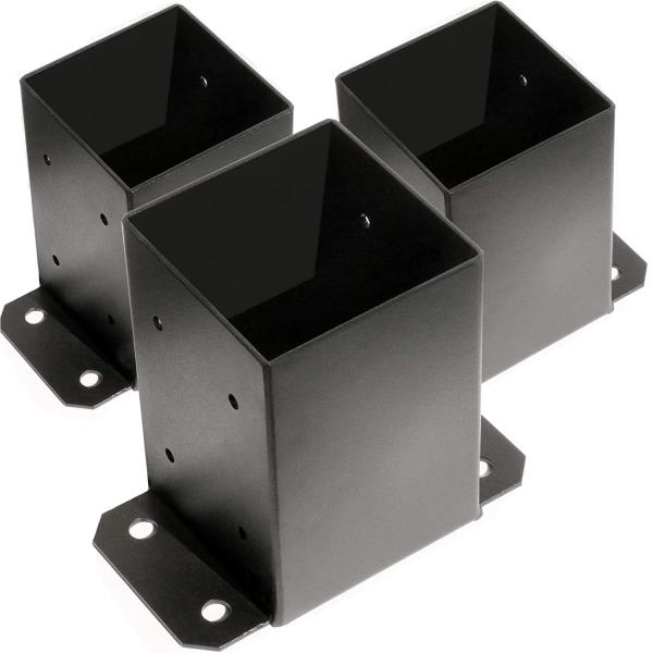 Inner Size 3.6"x3.6" Post Base Brackets Heavy Duty Powder-Coated Post Anchor