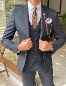 Quality 45% Wool Blue Tuxedo Suit wholesale