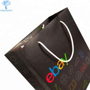 Quality Offset Printing Black Paper Gift Bags With Handles Eco Friendly wholesale