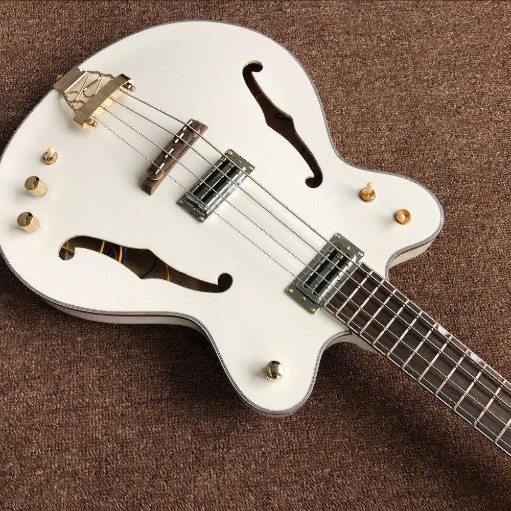 New style,China Custom Jazz white F hollow body electric guitar,Rosewood fingerboard,vibrato system
