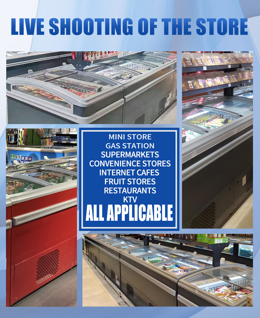 ETL Gas Station & Mini Store Two Sides Open Island Freezer