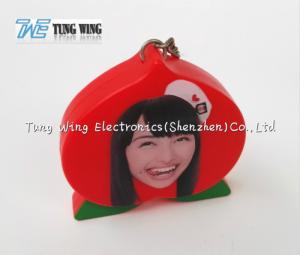 Quality OEM Funny Red Peach Shaped Musical Keyring , Custom Talking Keychain wholesale
