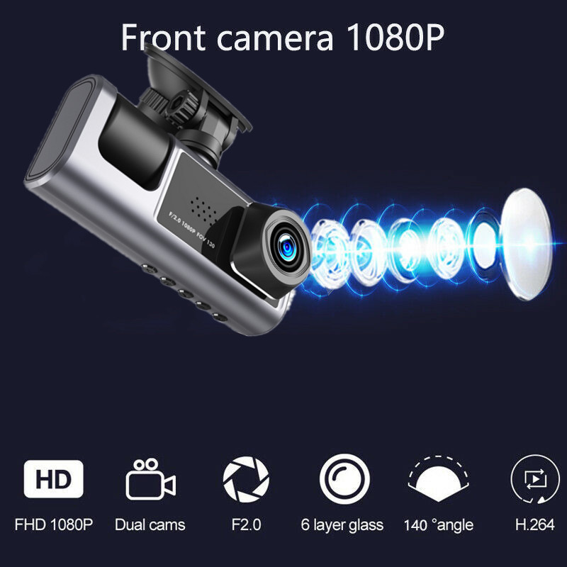 3 Lens Automotive Car DVR Camera Video Recorder HD 1080P Front Rear Inside