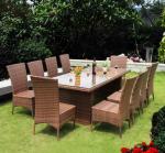 Outdoor furniture dining table and chairs 6 seats garden sets pe rattan modern