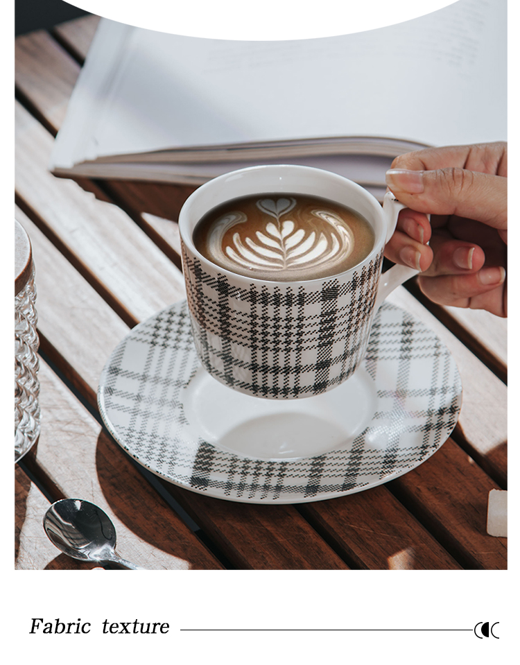 Modern 6.7 Oz Porcelain Cups Saucers With Sustainable Fabric Texture Pot And Saucer
