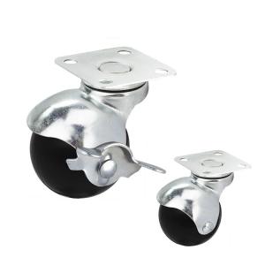 Quality 50mm Diameter Black Plastic Top Plate Ball Casters With Side Brake wholesale
