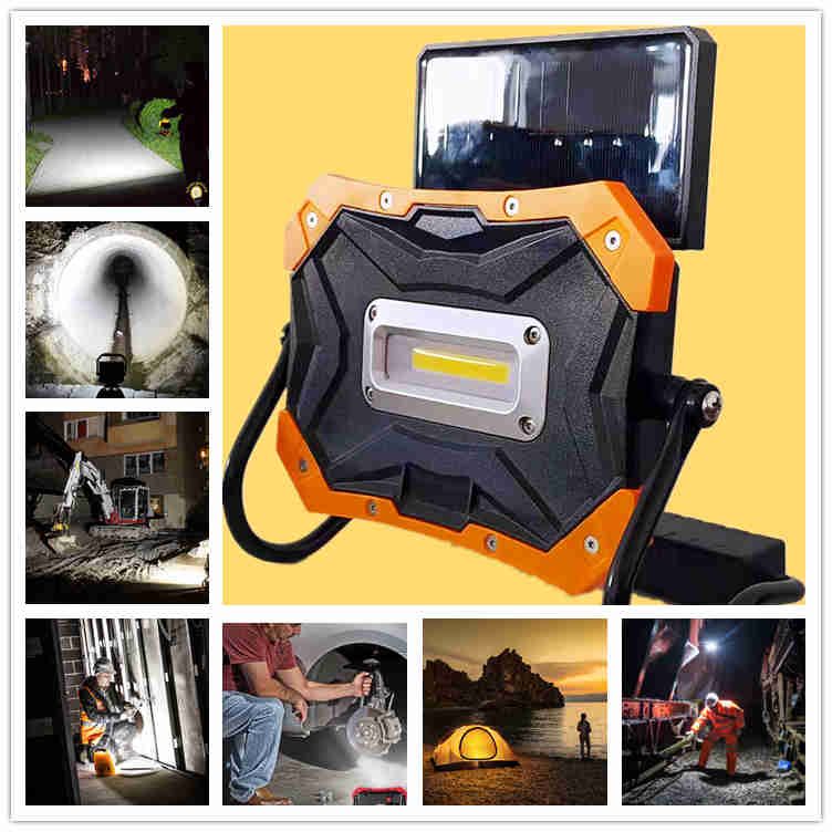 Multi Use 10w Cob Led 900 Lumens Solar Work Flood Light With Power Bank