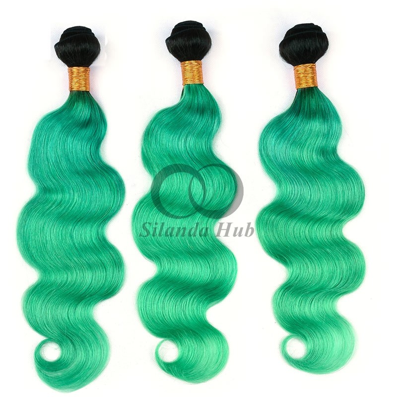 #T1B/Green Body Wave Remy Human Hair Bundles Sew In Weave Bundles Brazilian Bundle Deals