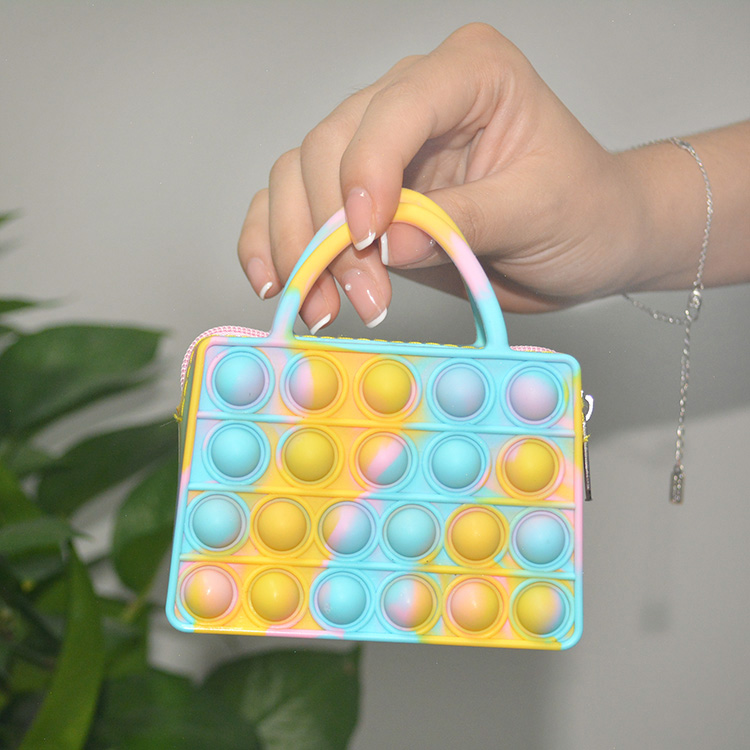 Cute Chain Silicone Purse Pop Bag For Little Girl DIY Fashion Cartoon Mini Kids Fidget