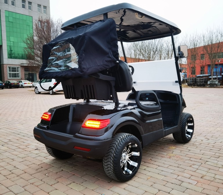 Black Color 2 Seater Golf Cart 4 Wheel 10 Inch Tire 70-100km With Lithium Battery