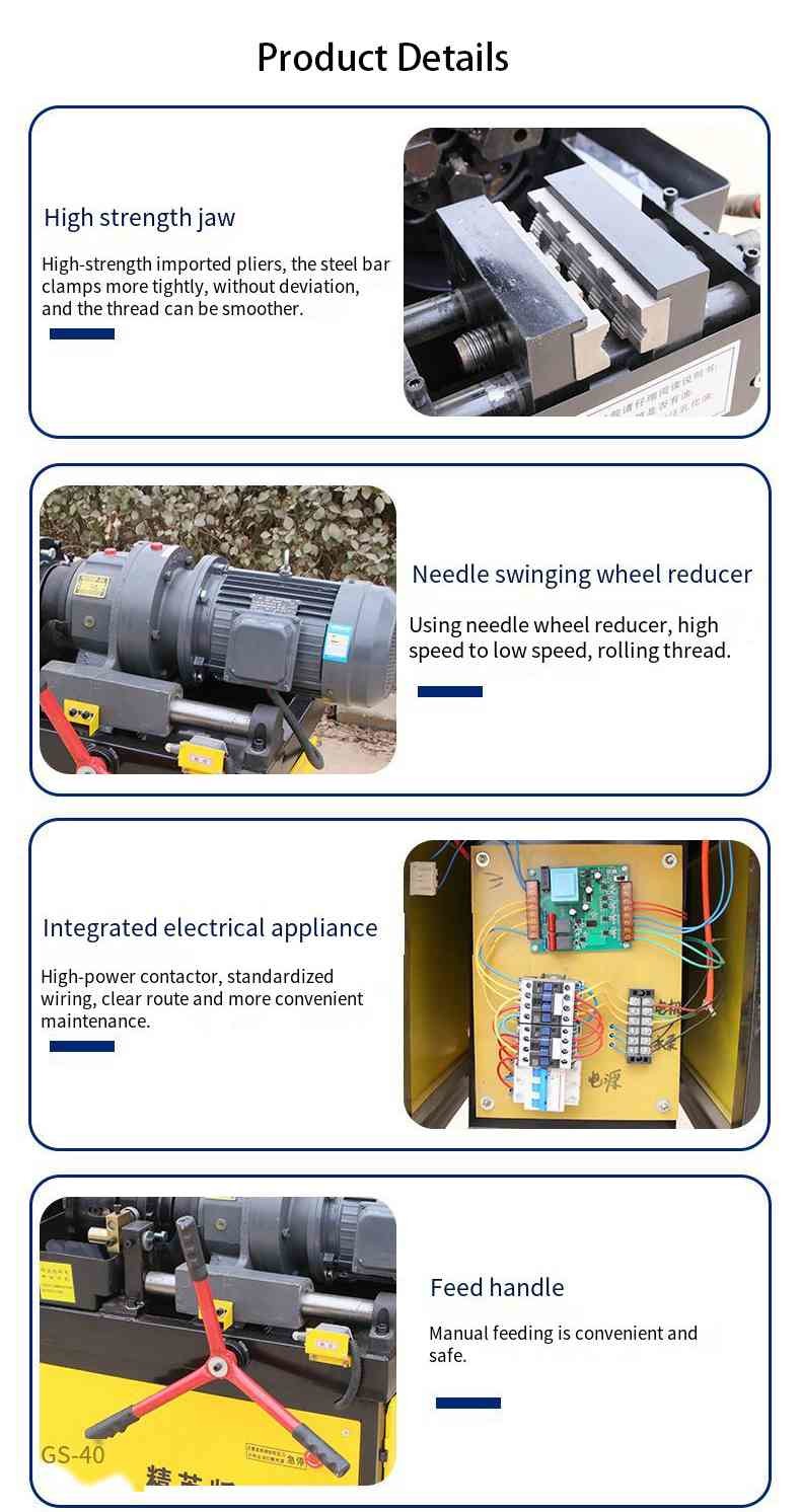 90mm Hgs40 Rebar Thread Rolling Machine Mini Steel Bar Customized