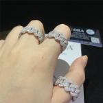 925 Sterling Silver Moissanite Ring Cuban Link Jewelry Hip Hop Chain