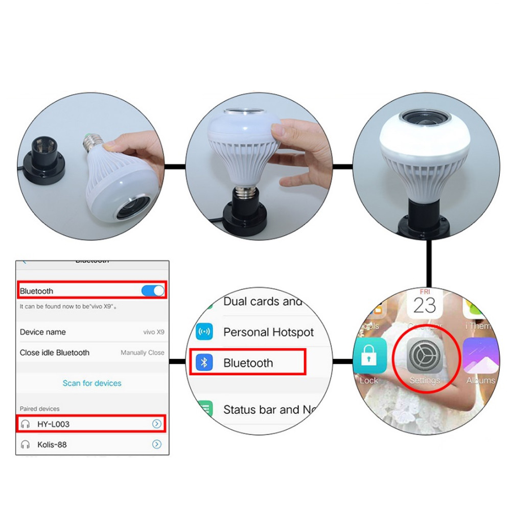 RGB E27 Wireless Led Rotating Disco Ball Light Sound Control Mode