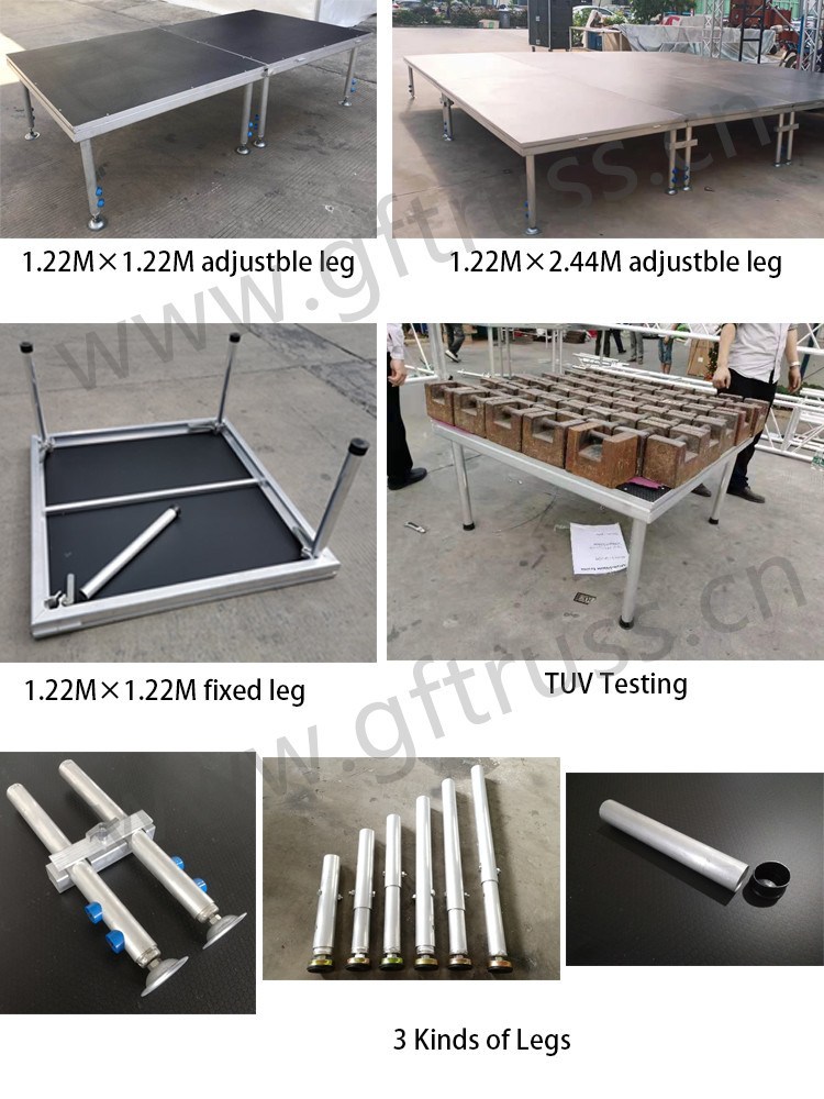 Non Slip 6061-T6 1.22M*1.22M Mobile Aluminum Stage Platform