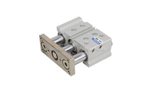 Quality Compact 3 Shaft Double Acting Pneumatic Air Cylinder Sliding Bearing Type With Guided Rod Plate wholesale