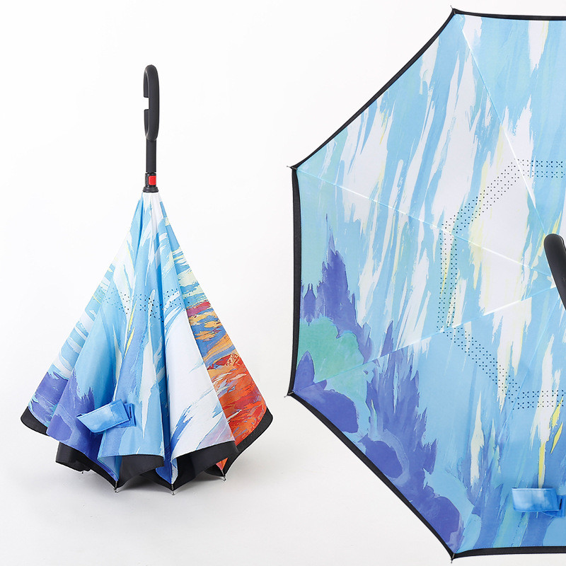 Double Layer Reverse Inverted Umbrella Pongee Fabric BSCI Approved