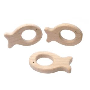 Quality Beech Handmade 55mm Wooden Teething Toy Natural Wood Teethers Necklace wholesale