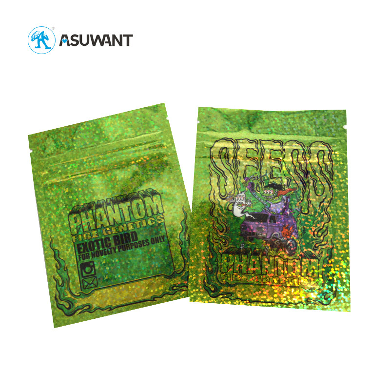 ISO9001 Resealable Hologram Zipper Bags Three Side Seal Plastic Mylar Bag