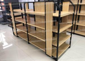 Quality 900mm 60kg Wooden Grocery Shelf Rack Gondola For Supermarket 225CM wholesale