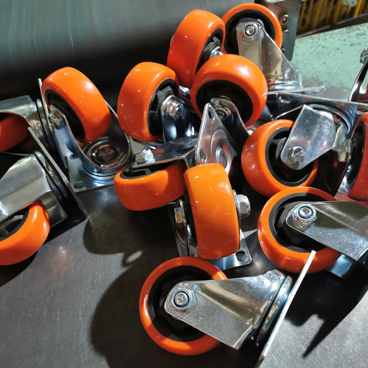 5 Inch Meidum Duty Orange PVC Hollow Core Wheel Swivel Casters With Double Brakes YLcaster