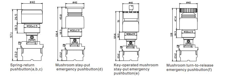 IP66-67 Lighting Accessories Stainless steel Emergency Push Button Switch