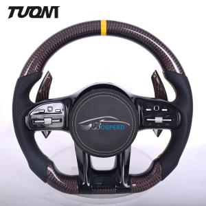 Quality Special Red Carbon Fiber Mercedes Benz Steering Wheel PU Leather OEM wholesale