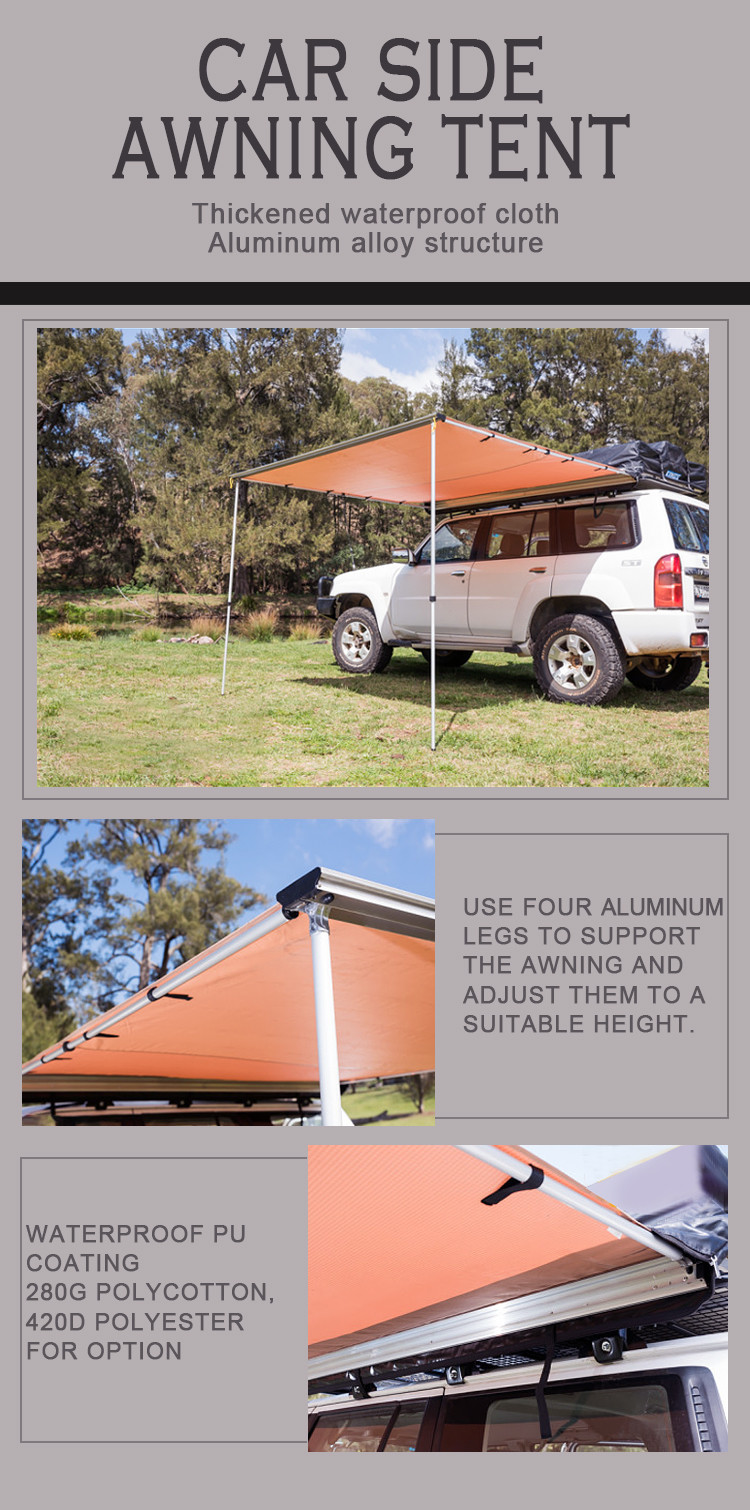 2X3m Retractable 280G Canvas car side tent 400D Oxford SUV Offroad Car Side Awning