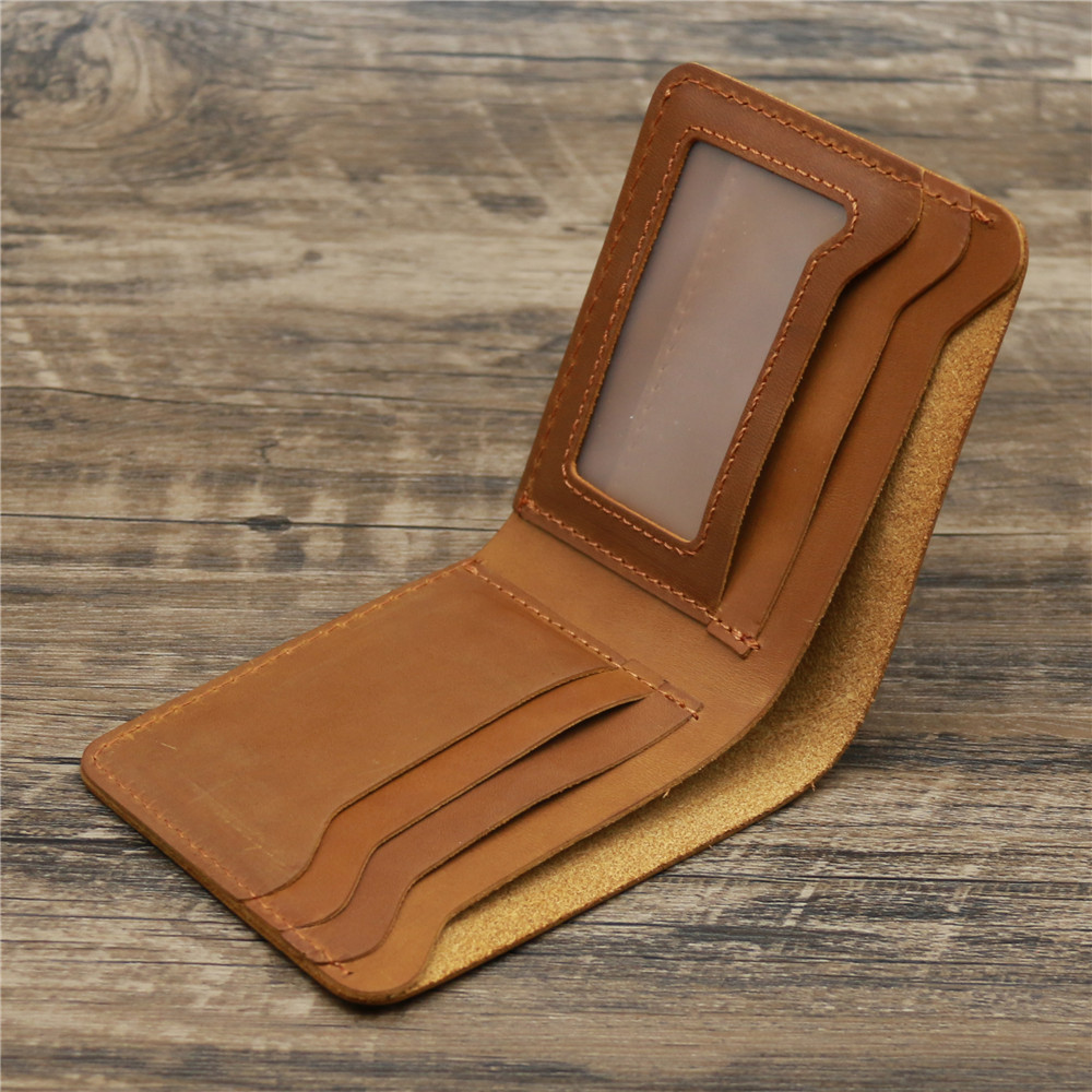 Open Closure Minibook Genuine Leather Multi-function Card Holder Clip Wallet for Men