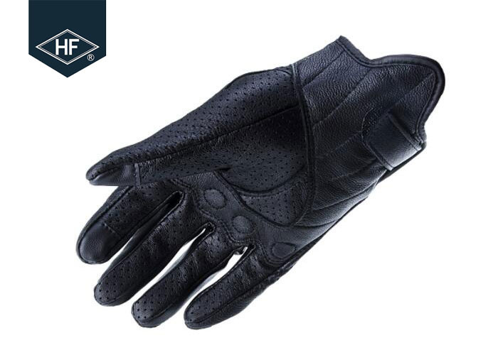 Black Leather Aftermarket Motorcycle Accessories Full Finger Motorcycle Golves