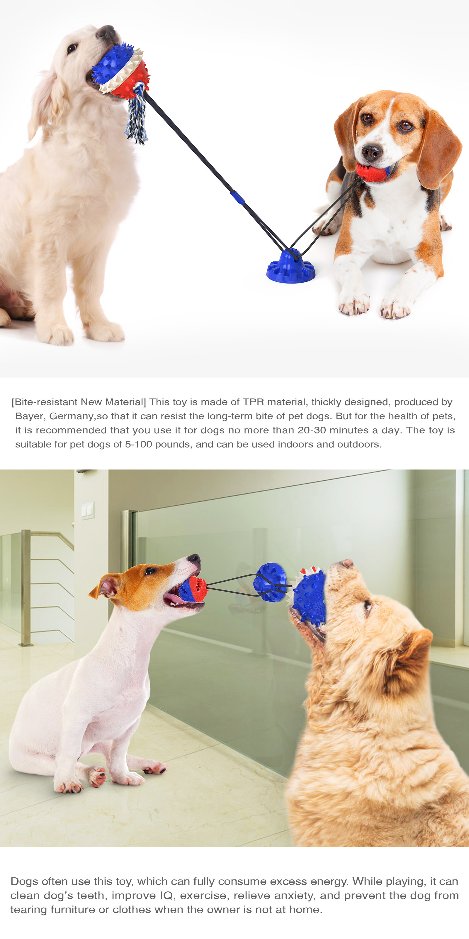 Anxiety Relief Interactive Pet Toys Dog Toy Sucker Drawstring Ball 430g
