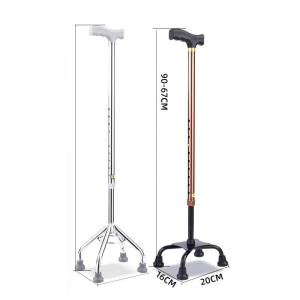 Quality Stable Quad Base Brown Aluminum Walking Cane 25*5*90cm High Stability wholesale