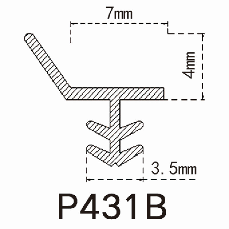 Soft Rubber PVC Weather Stripping For Wooden Skirting Board 7*4mm