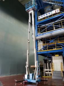 Quality Dual Mast Hydraulic Lift Ladder Manual Push Around For Shopping Centers wholesale
