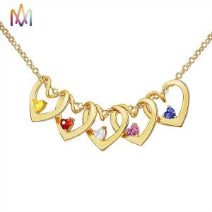 Quality Heart In Heart Pendant Womens Engraved Necklace With Colored Stones wholesale
