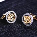 Circular Hollow Mens Diamond Cufflinks Disc Gear Pattern 16mm Size