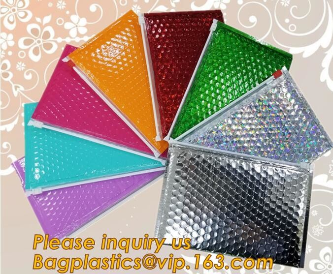Cosmetic Pink Slider Padded Bag/Silver k Bag With Bubble,Padded Envelopes Cheap Aluminium Foil k Holographic
