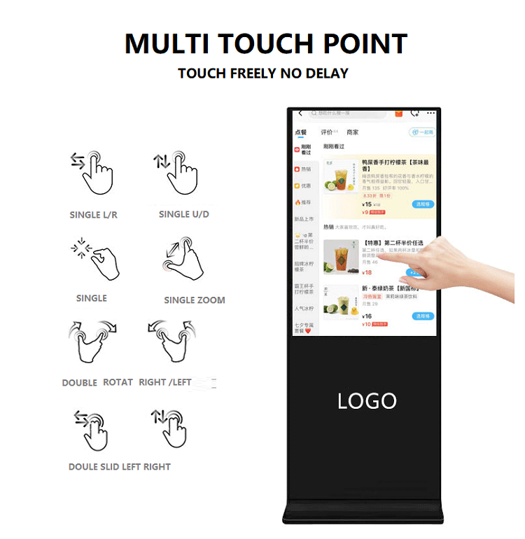 Guangdong hot sale 25 inch 32 inch free standing style multi function touch screen signal lcd tv display panel for advertising