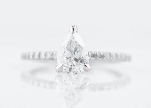 Quality White Gold Real Diamond Jewellery Ring 1.33ct Pear Cut PS 6×8mm For Engagement wholesale