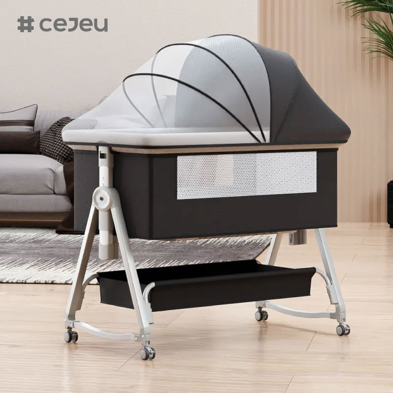 Detachable baby bassinet bedside crib with mosquito net and mattress, Crib Adjustable height, newborn baby must have bed